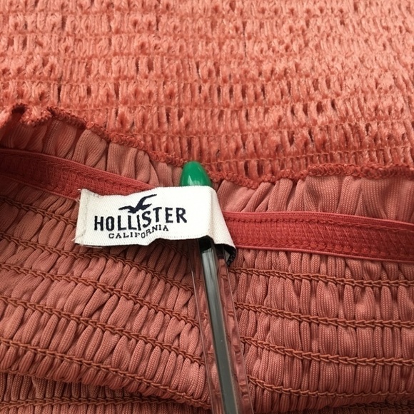 Hollister Shirred Smocked Crop Tube Top Tank Ruffles and Velvet Pullover - Picture 10 of 14